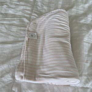 Lou Lou & Company swaddle Capri pink peach and white stripe ribbed